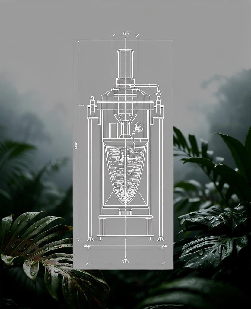 Technical botanical extraction blueprint